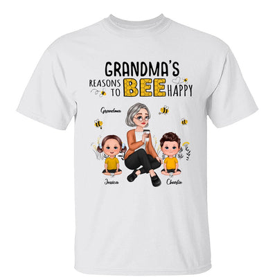 Reasons Bee Happy Pretty Cartoon Grandma & Doll Kids Personalized Shirt