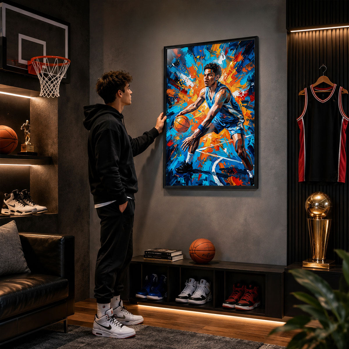 Modern Oil Painting Sport Photos Insert - Personalized Poster - Gift For Boy, Girl