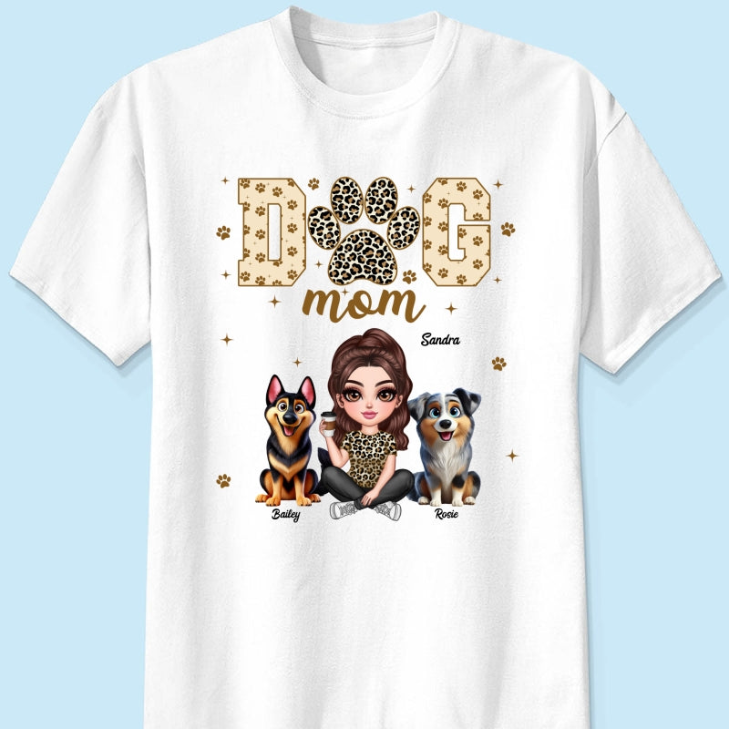 Dog Mom Leopard 3D Cute Dogs Personalized Shirt