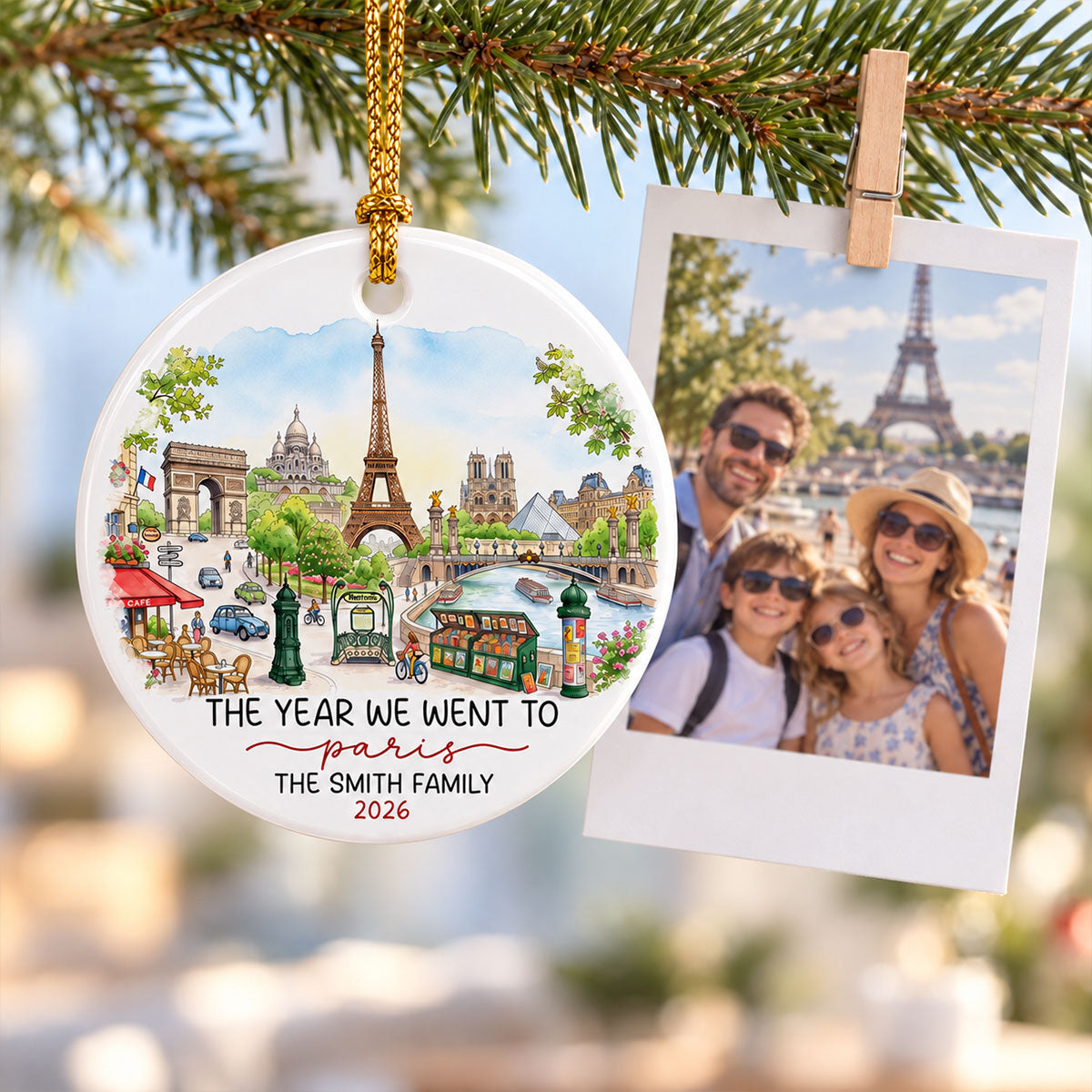 The Year We Went To - Personalized Ceramic Ornament - Travel Keepsake, Christmas Gift for Couples, Family, Friends & Travel Lovers.
