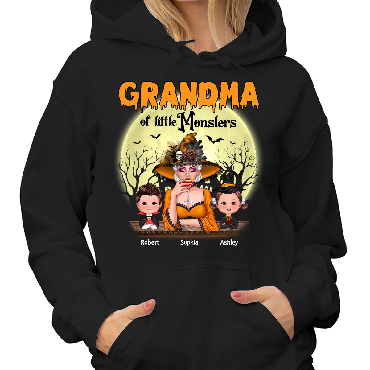 Grandma Mom Of Monsters Halloween Woman And Kids Personalized Shirt