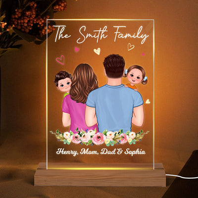 Family Dad Mom Carrying On Kids Personalized Acrylic LED Night Light