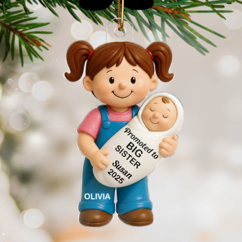 Promoted To Big Sister Big Brother Personalized Acrylic Ornament, New Big Brother, New Big Sister Gift