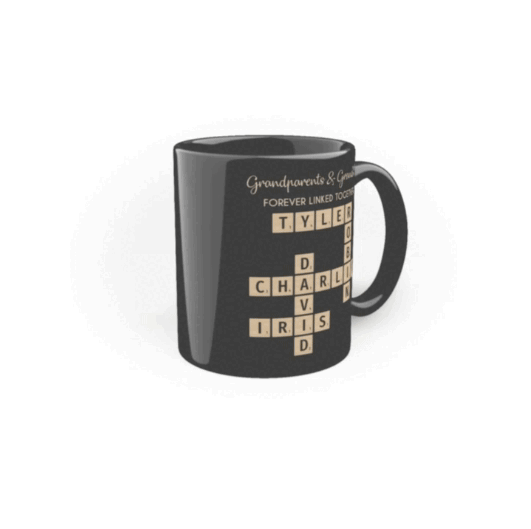 Grandparents & Grandkids Forever Linked Together Crossword Puzzle Personalized Mug, Gift For Large Family, Parent, Grandparents, Siblings, Brothers, Sisters