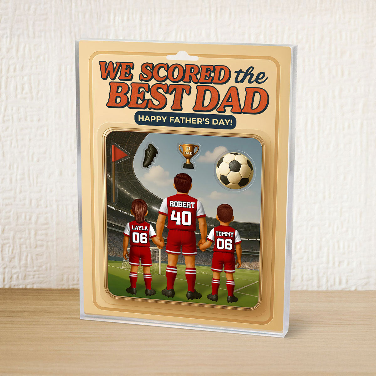 I Scored the Best Dad Football Custom Action Figure Personalized Acrylic Block Plaque, Father's Day Gift for Dad, Gift for Husband