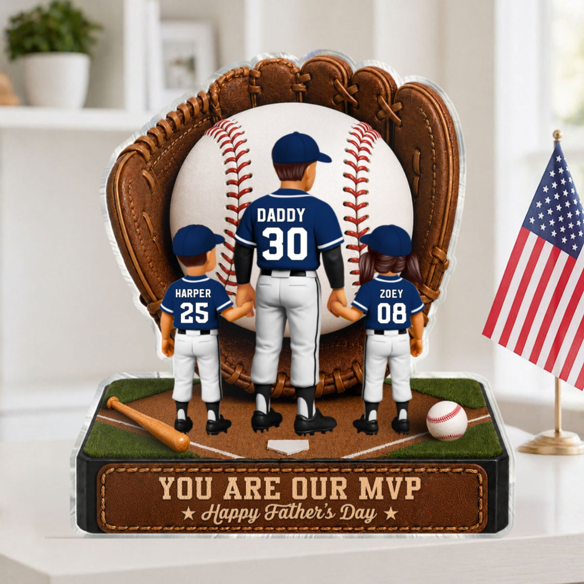 Baseball Dad Legend We Caught The Best Dad - Personalized Acrylic Block Plaque - Father's Day Gift For Dad