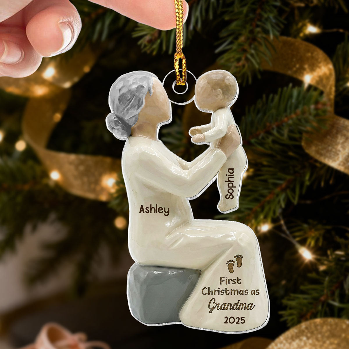 3D Effect First Christmas As Mom Grandma - Personalized Acrylic Ornament
