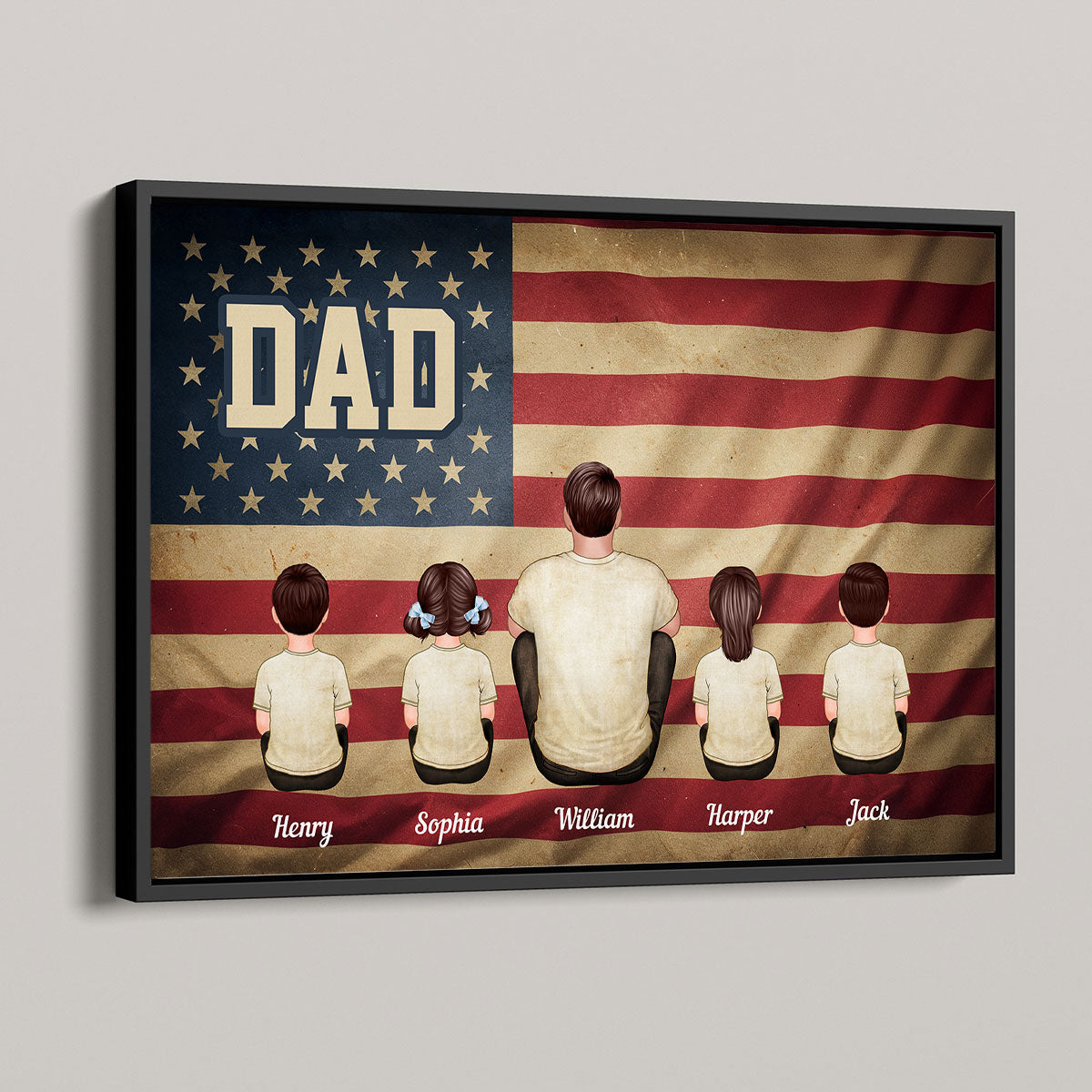 Vintage Retro Nation Flag Family Personalized Poster, Gift For Dad, Mom