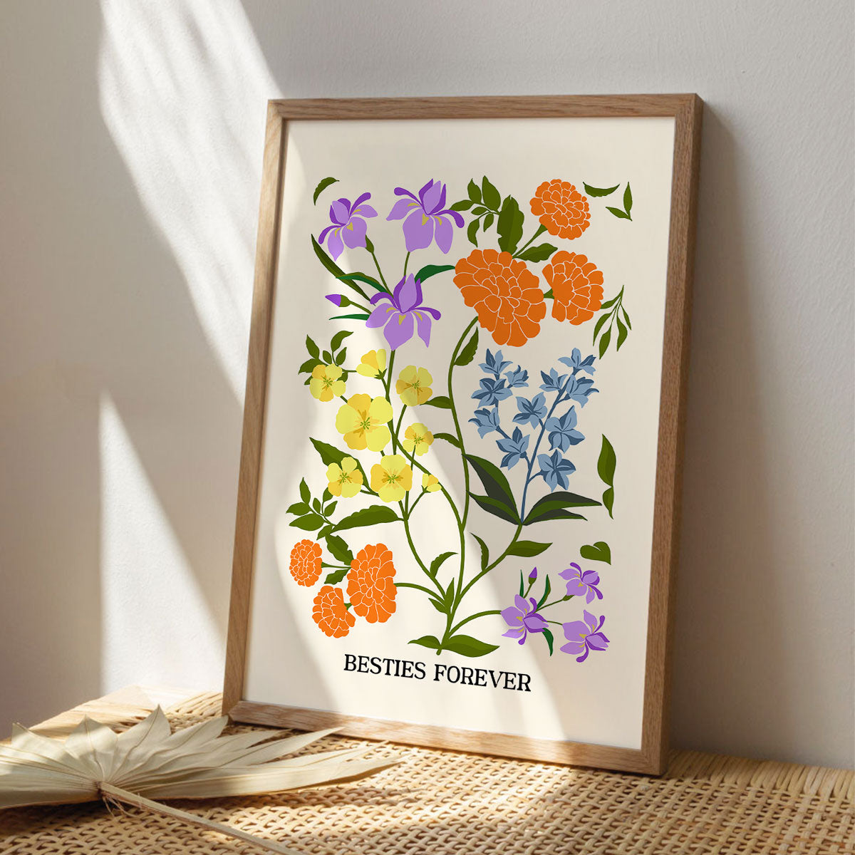 Custom Family Birth Flower Bouquet Artwork Minimalist Personalized Poster, Gift For Mom, Gift For Grandma, Gifts