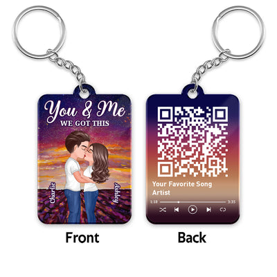 Doll Couple Kissing In Breaking Dawn Favorite Song QR Code Personalized Acrylic Keychain