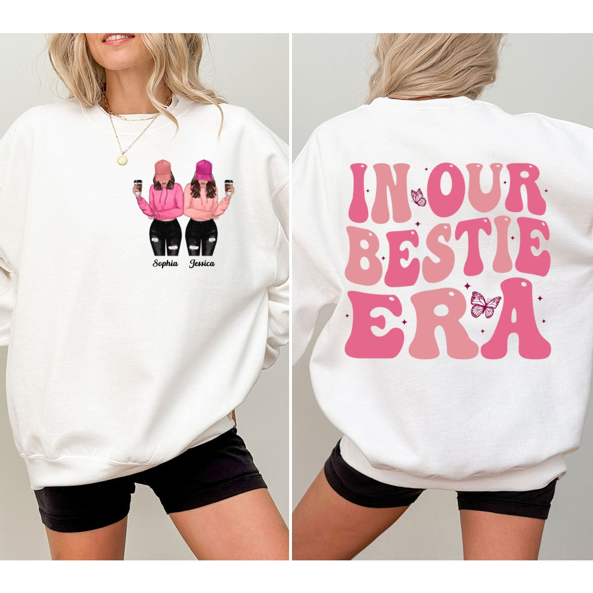 In Our Bestie Era Unique Gift For Best Friends Personalized Double Sided Sweatshirt