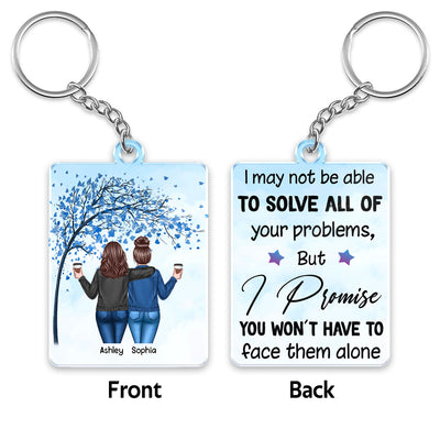 Blue Tree Back View Women Besties Personalized Acrylic Keychain