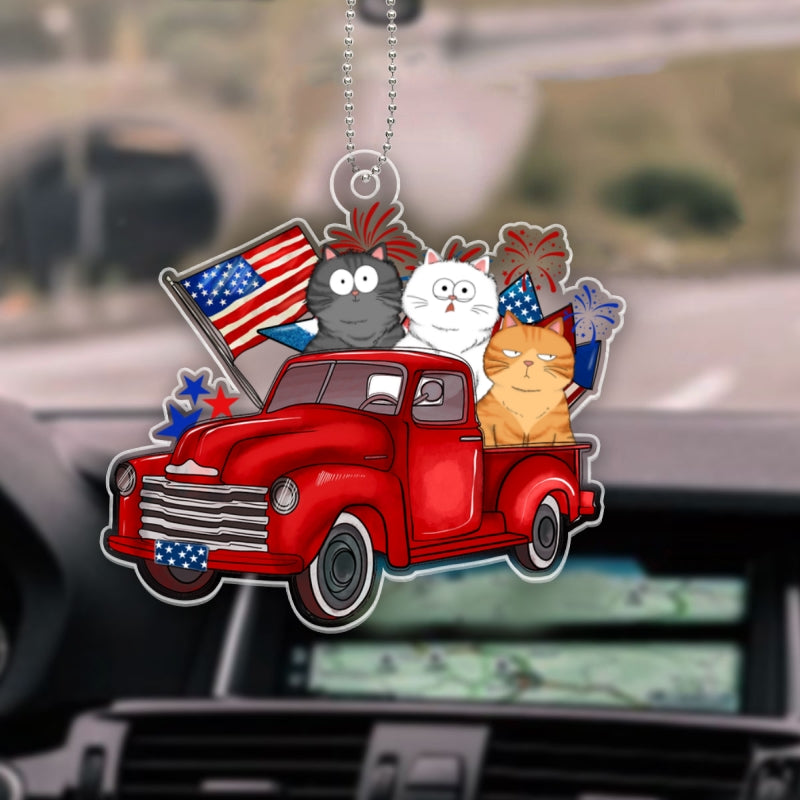 4th Of July Truck, Cat Lovers Personalized Acrylic Ornament