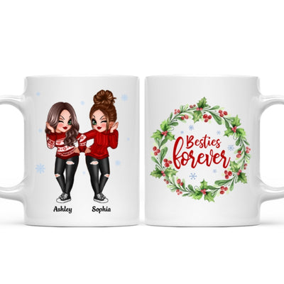 Christmas Wreath Pretty Besties Personalized Mug