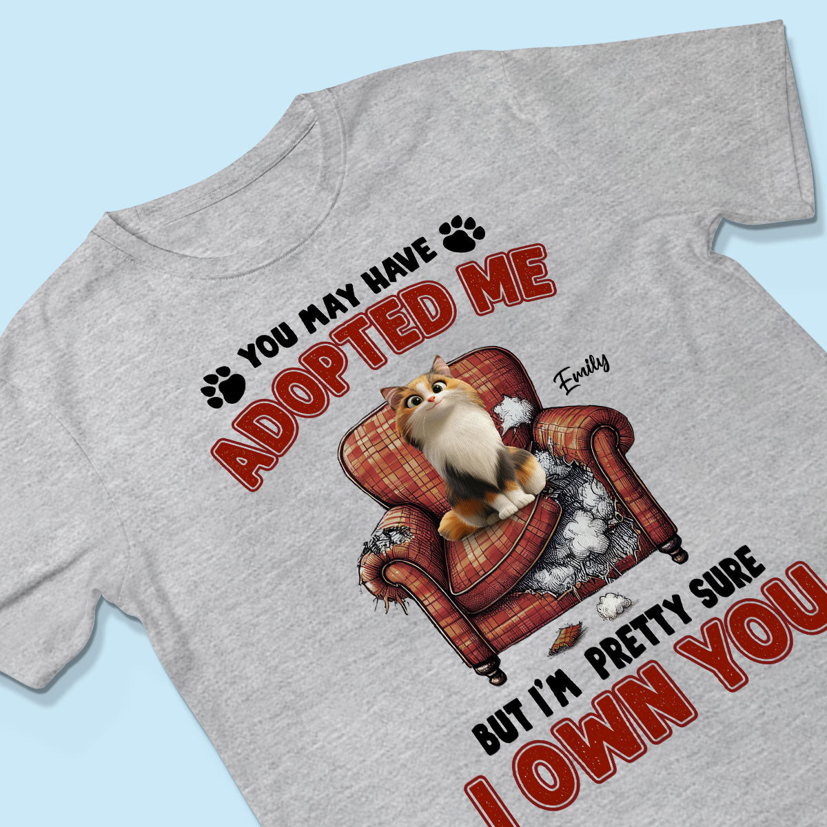 You May Have Adopted Me But I'm Pretty Sure I Own You, Funny Cartoon Cat Personalized Shirt, Gift for Cat Mom