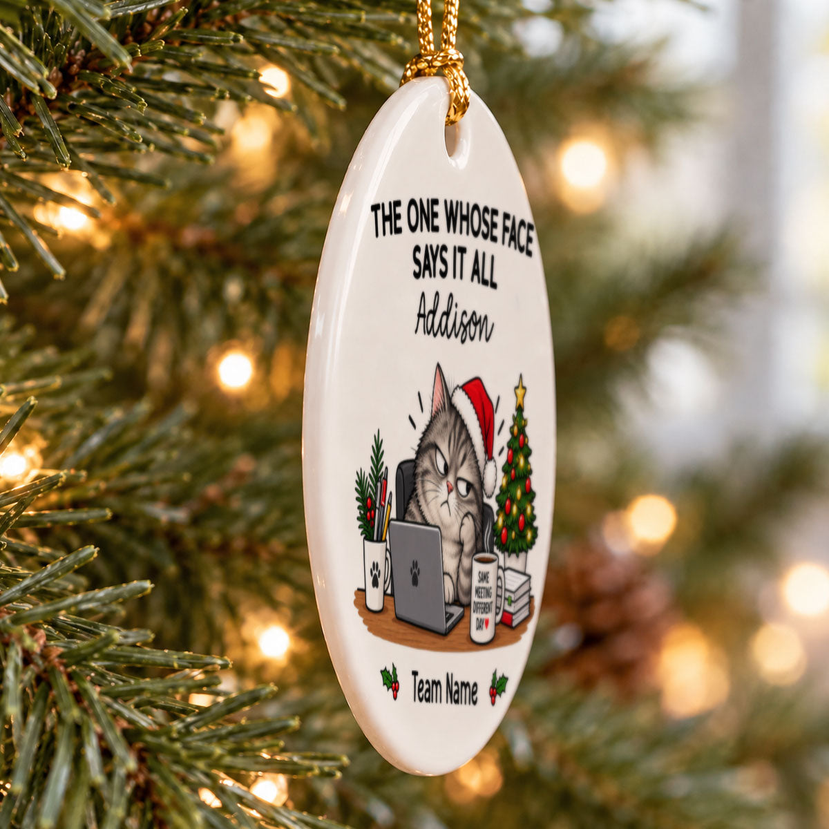 Funny Office Character Workplace Identity - Personalized Ceramic Ornament - Funny Gift For Coworkers, Colleagues, Secret Santa Gift