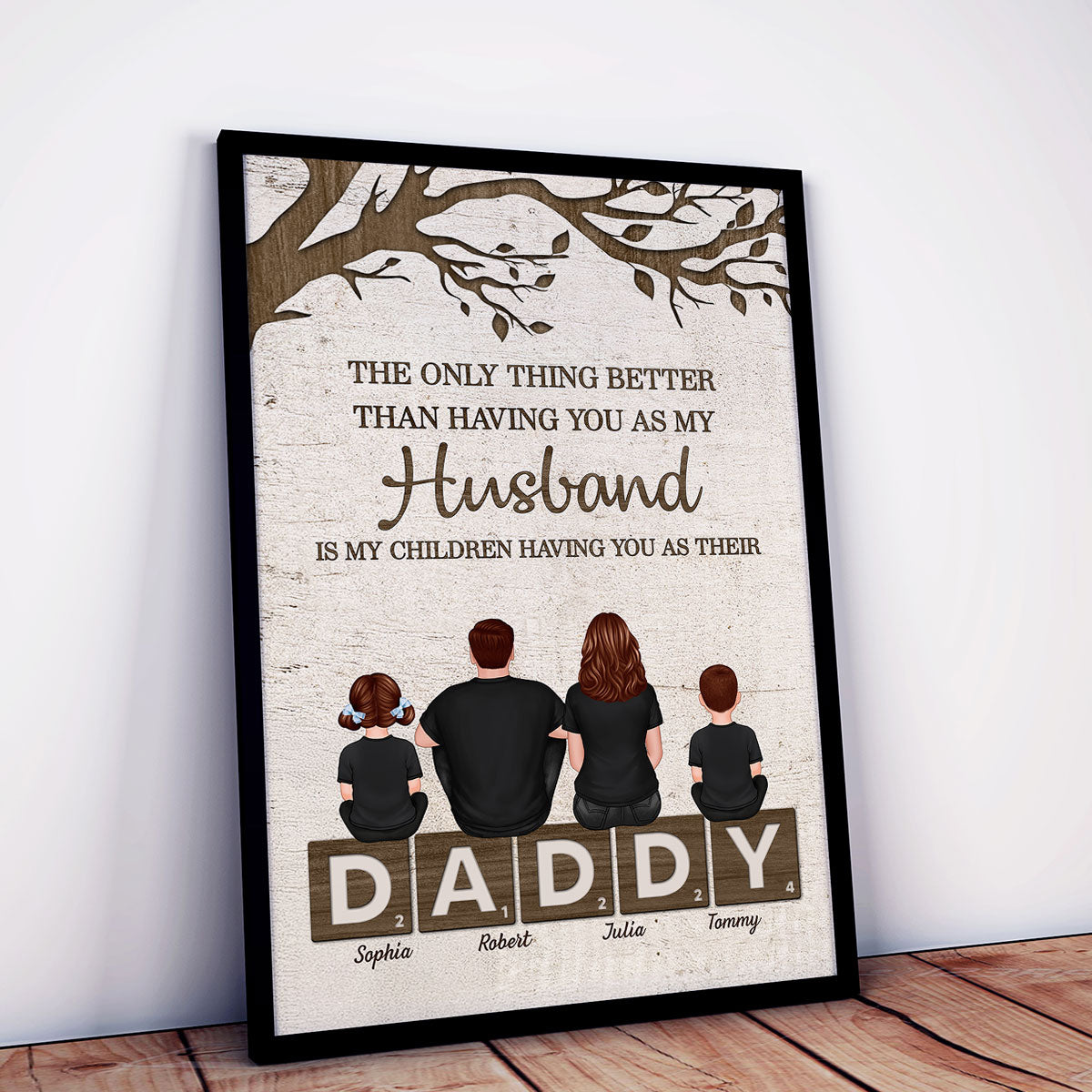 Dad Family Sitting On Text The Only Thing Personalized Poster, Father's Day gift