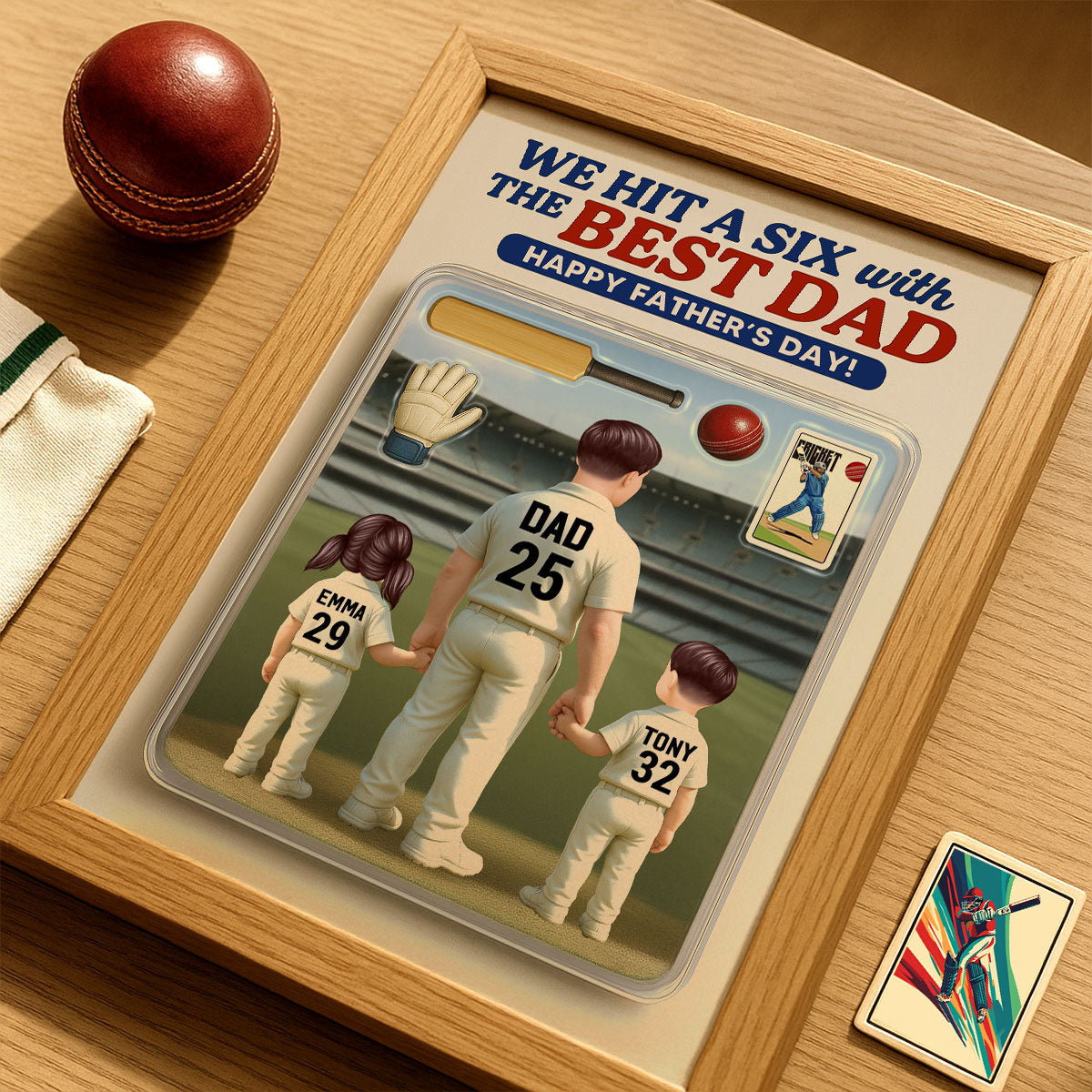 Hit A Six With The Best Dad Cricket Dad Personalized Poster, Father's Day Gift For Husband, Dad