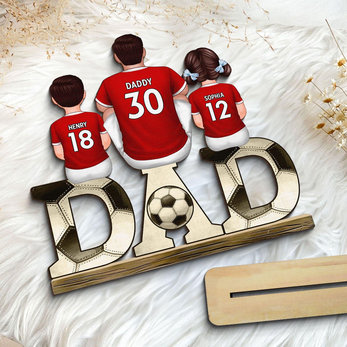 Soccer Dad & Kids - Personalized 2-Layered Wooden Plaque - Gift For Dad, Gift For Husband, Gift For Grandpa