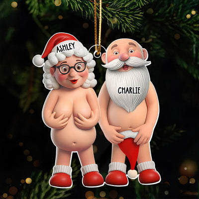 3D Funny Old Couples Personalized Acrylic Ornament, Christmas Gift for Him For Her