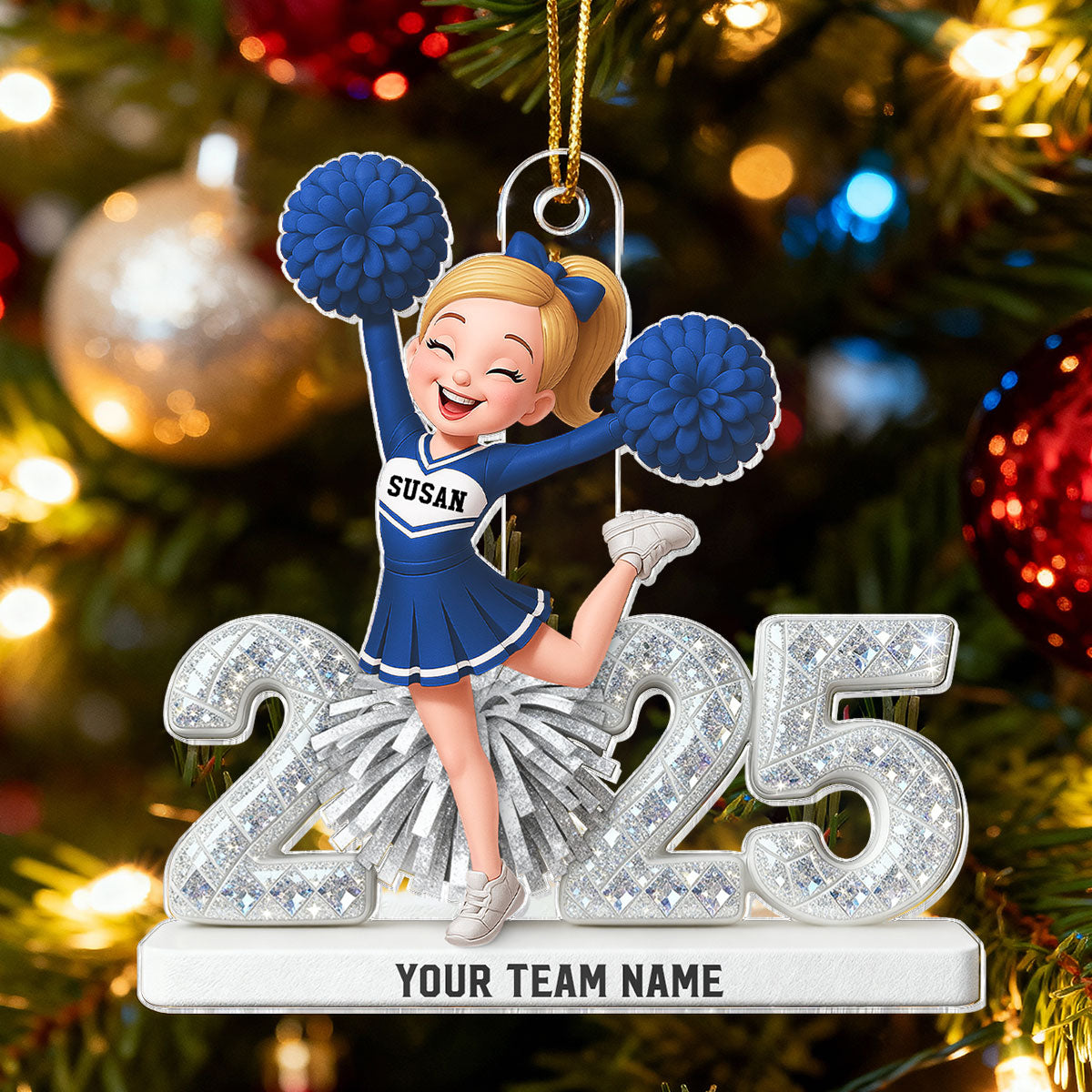 3D Shining Effect Cheerleader - Personalized Acrylic Car Hanger - Gift For Cheerleaders