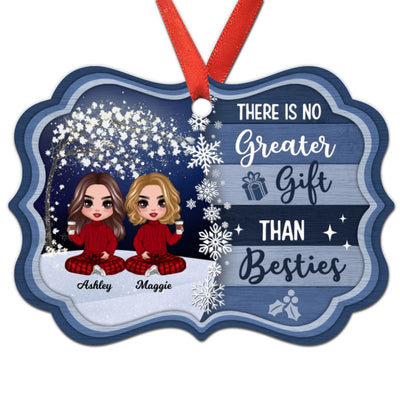 Blue Color Palette Doll Besties Sitting Personalized Christmas Ornament