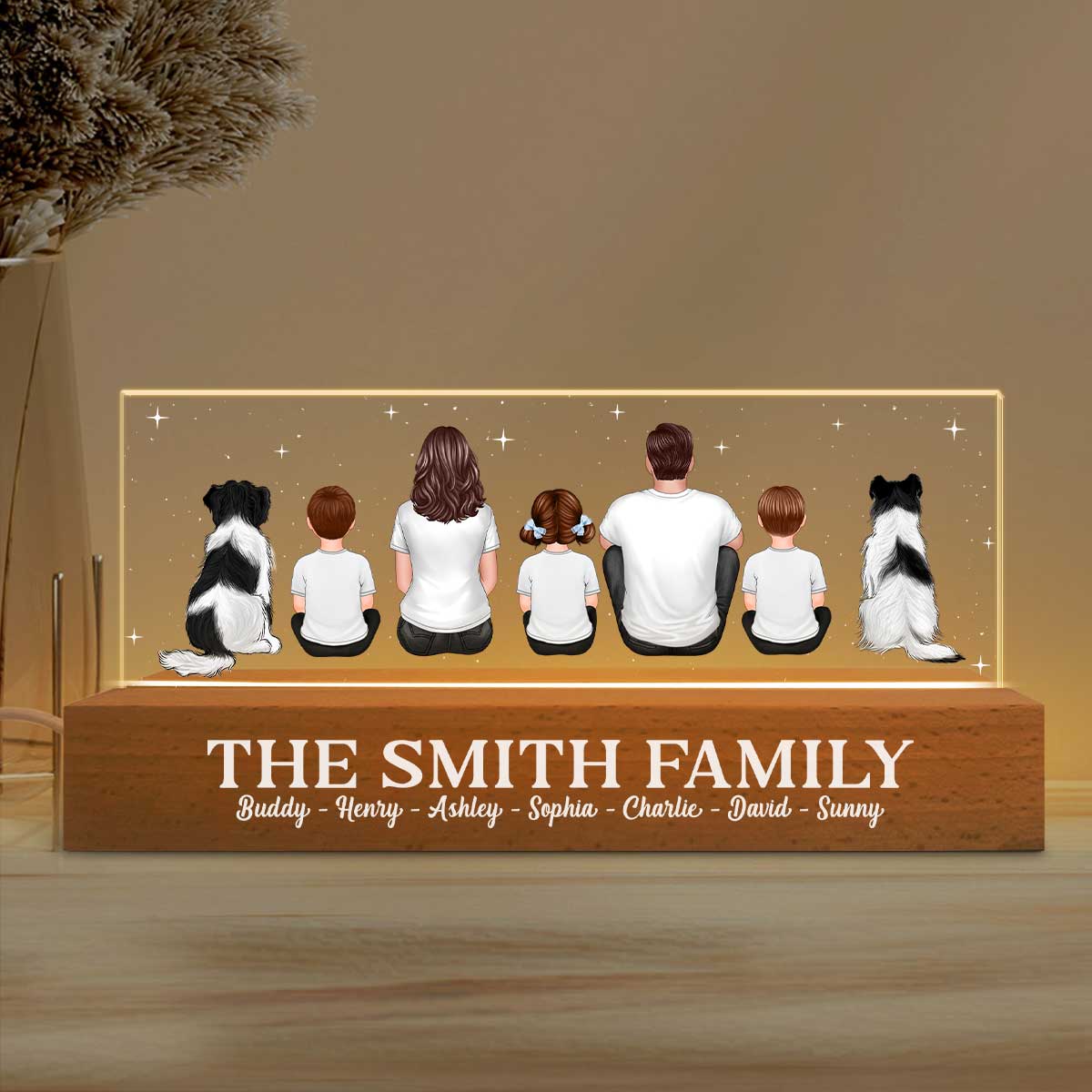 Whole Family Together Personalized Acrylic LED Night Light, Father's Day Gift For Dad, For Husband