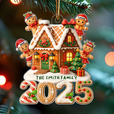 Gingerbread Family 2025 - Personalized Acrylic Ornament - Christmas Gift for Family, for Her, for Husband