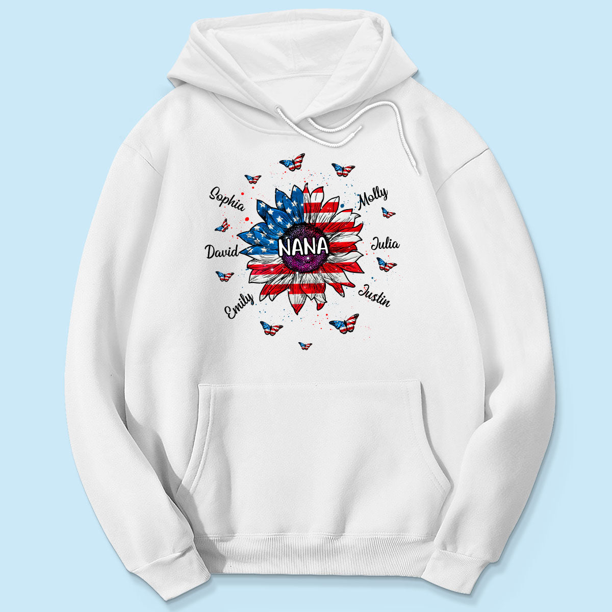Grandma With Grandkids Names Nation Flag Sunflower Personalized Shirt