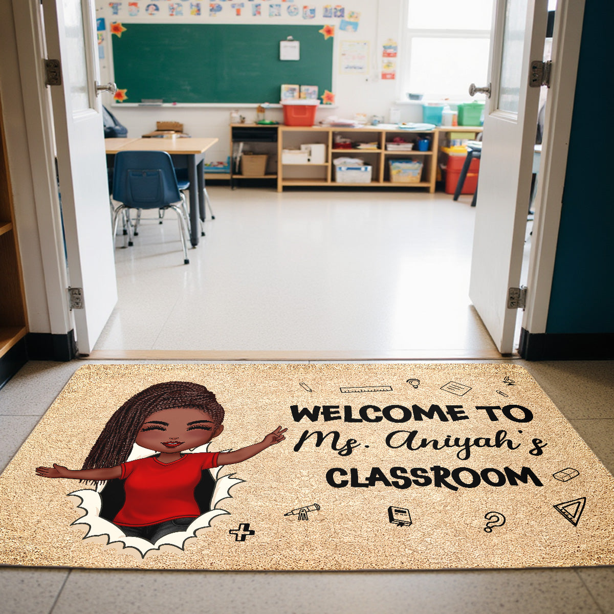 Welcome To My Class Happy Teacher Personalized Doormat, Classroom Decor
