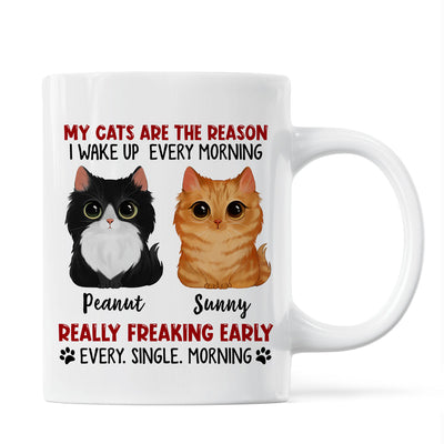 Reason I Wake Up Early Watercolor Cute Cats Personalized Mug