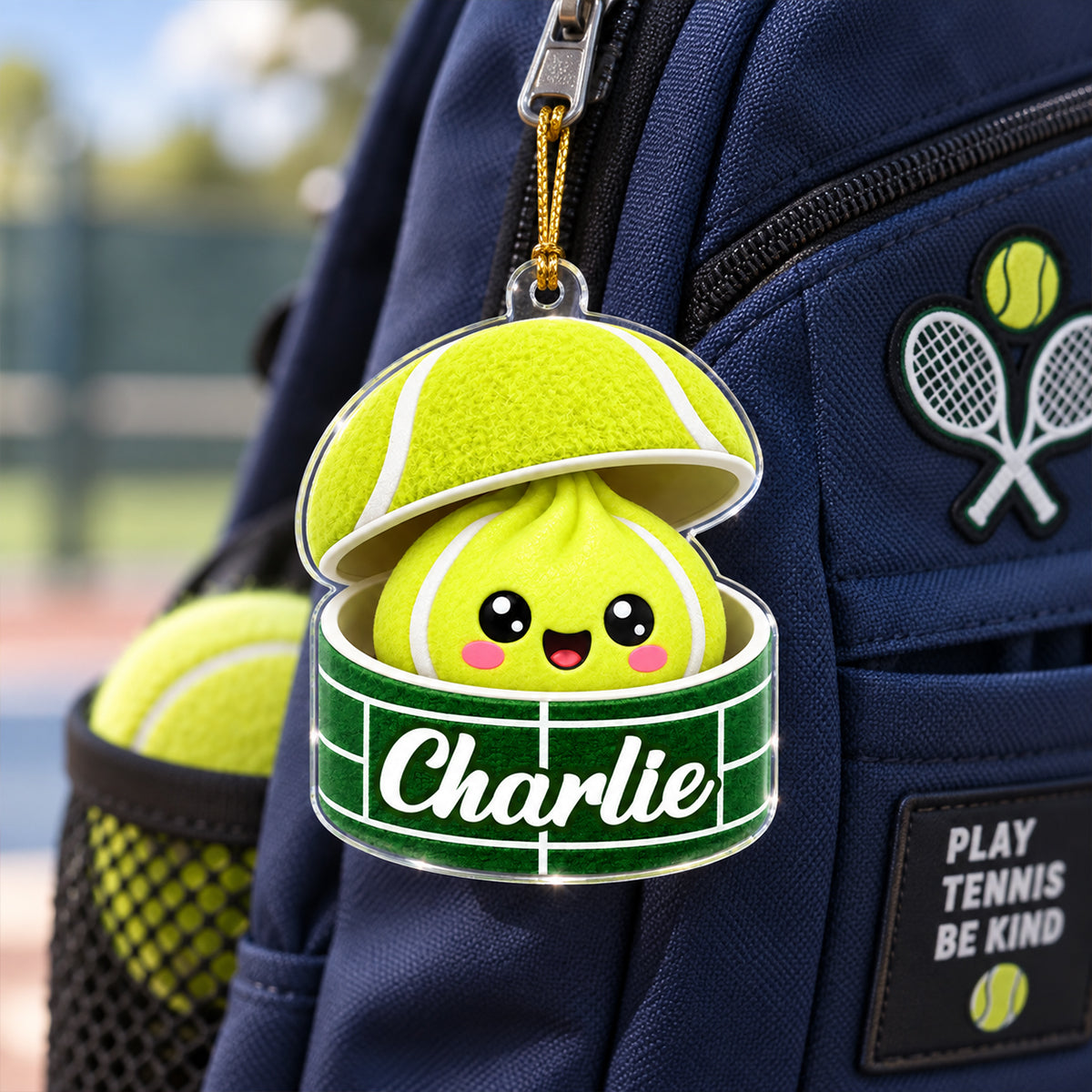 Custom Tennis Dumpling Squishy Style - Personalized Acrylic Ornament - Christmas Gift for Son, Daughter, Grandkids