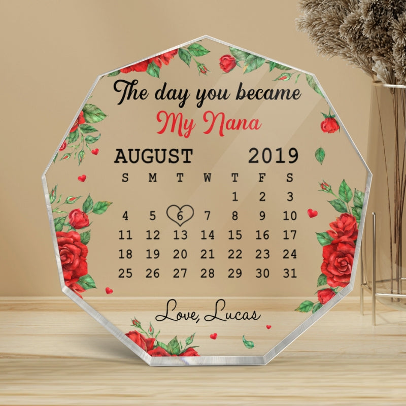 The Day You Became My Mommy Red Rose Personalized Nonagon Plaque