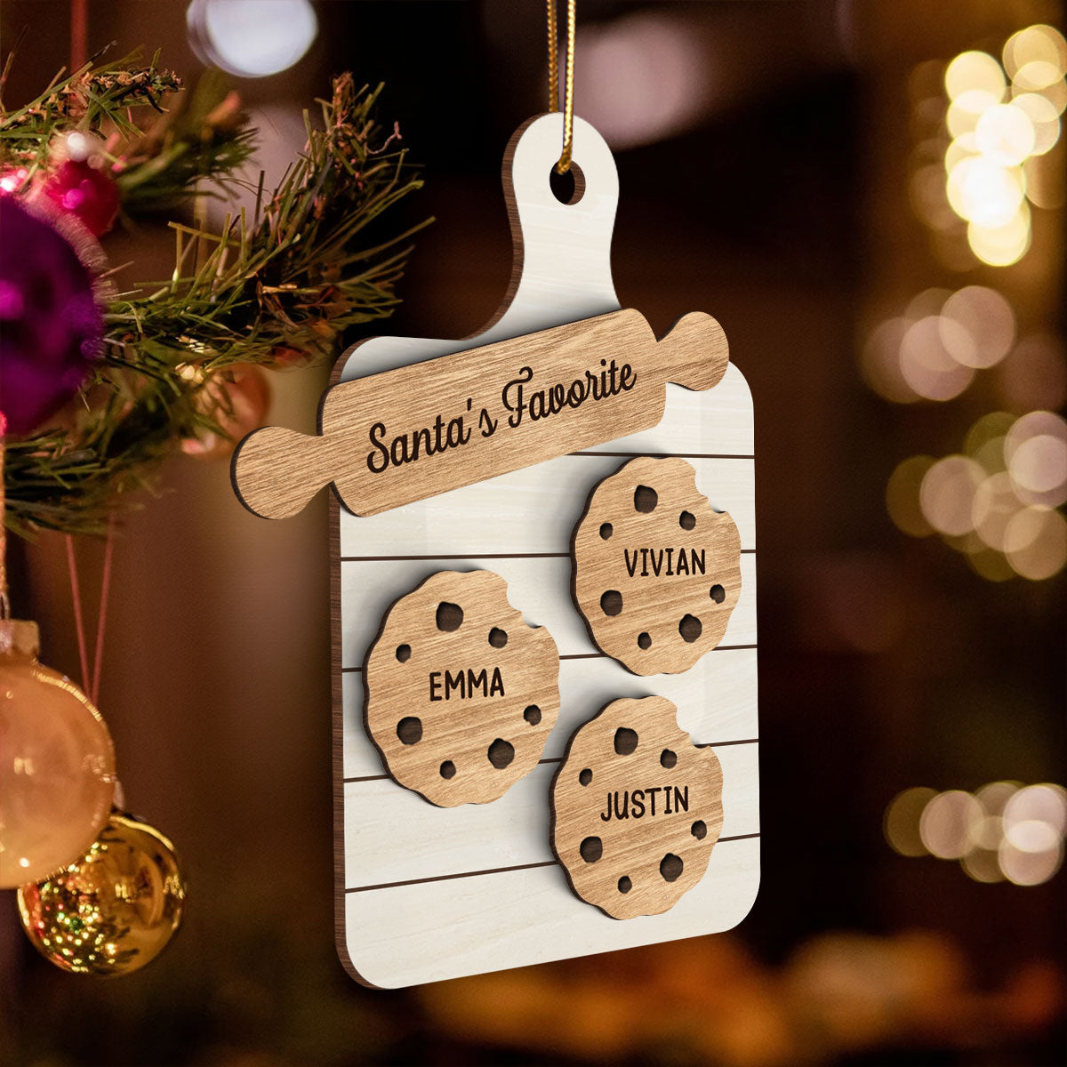 Family Grandma's Batch Personalized 2-Layered Wooden Ornament, Christmas Gift For Grandmas, Grandkids