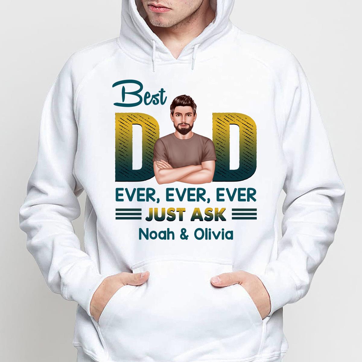 Best Dad Ever Just Ask Green Yellow Retro Personalized Shirt