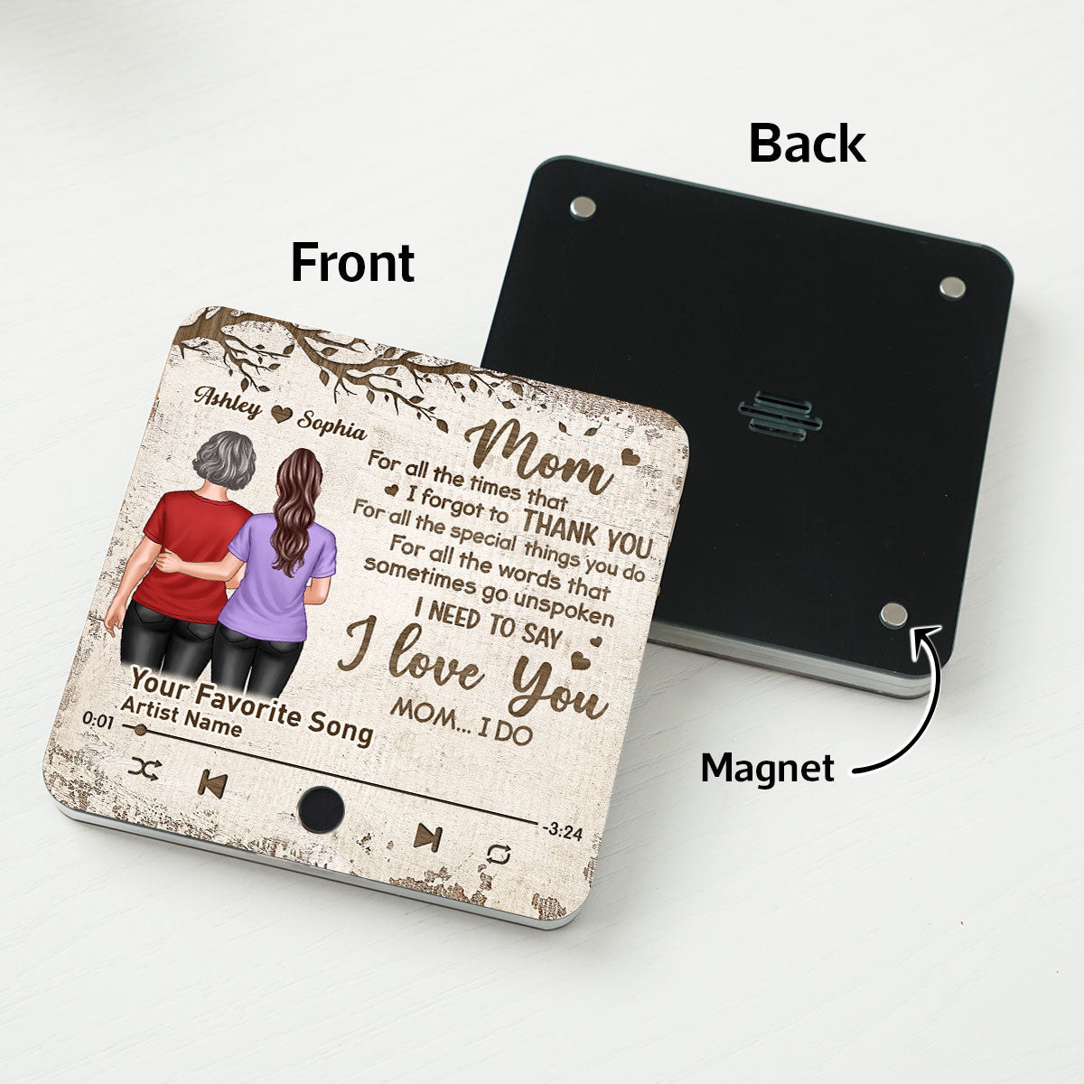 To My Dear Mom Our Song Gift From Daughter Personalized Music Fridge Magnet