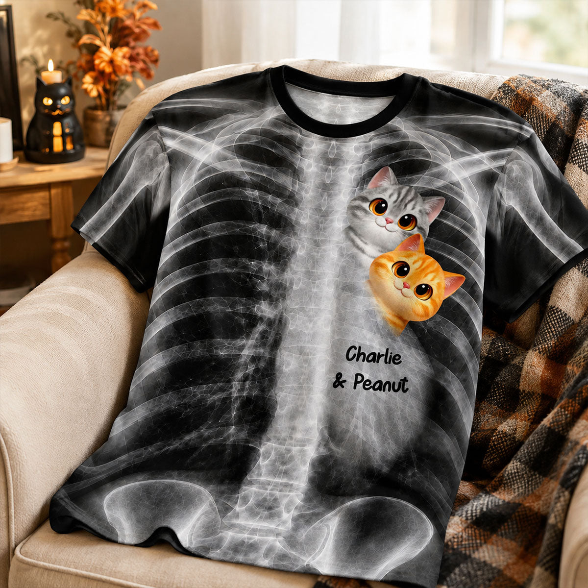Cute Cats In My Heart Cat Lover X-ray - Personalized 3D Shirt - Purrfect Halloween Costume For Cat Lover