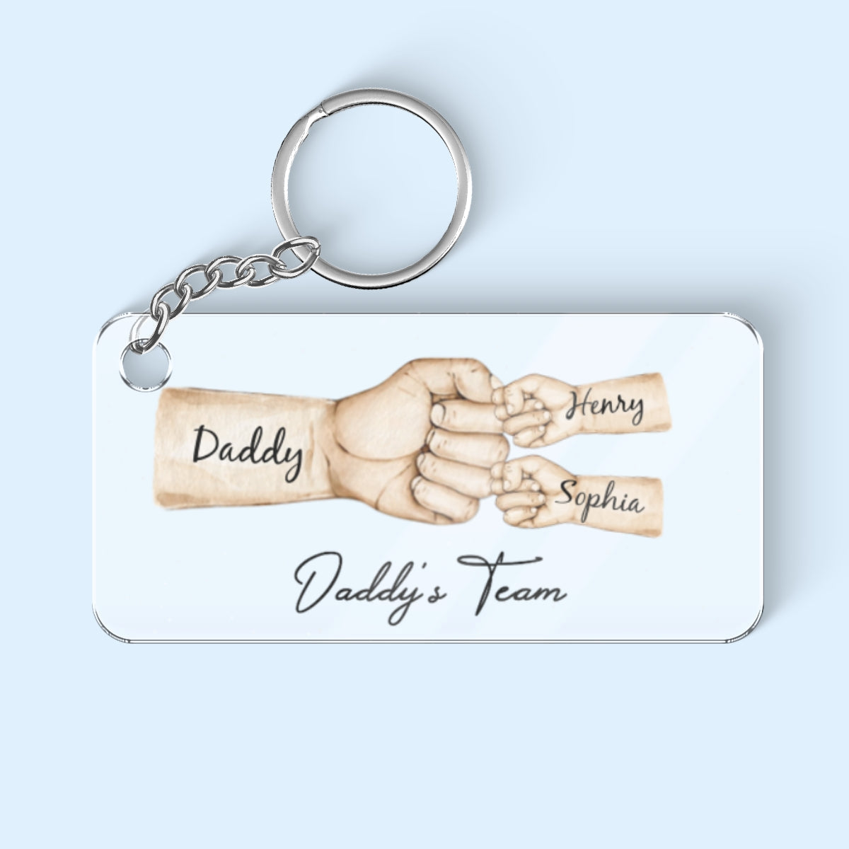 Daddy's Team Fist Bump - Personalized Acrylic Keychain - Gift For Dad, Gift For Husband, Gift For Grandpa
