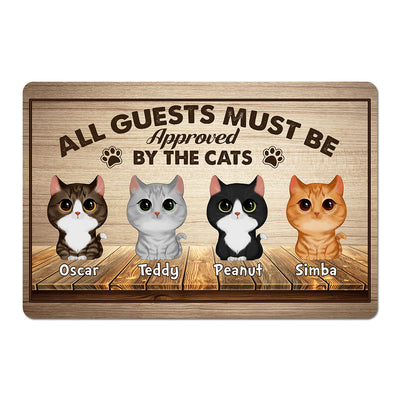 Watercolor Cute Cats All Guest Must Be Approved By Personalized Doormat