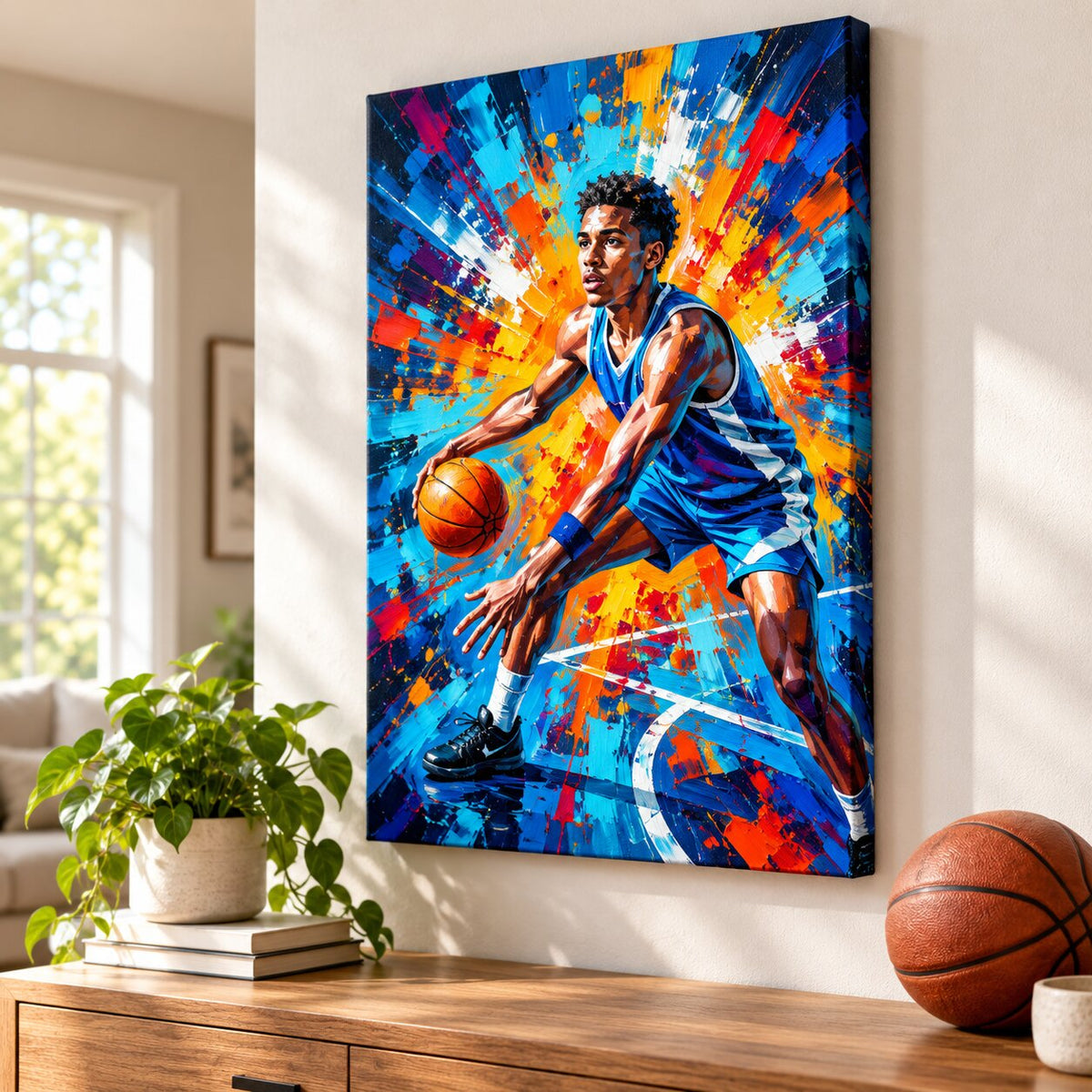 Modern Oil Painting Sport Photos Insert - Personalized Canvas - Gift For Boy, Girl