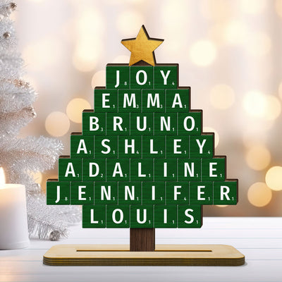 Christmas Tree Word Art Unique Christmas Decor Personalized Standing Wooden Plaque