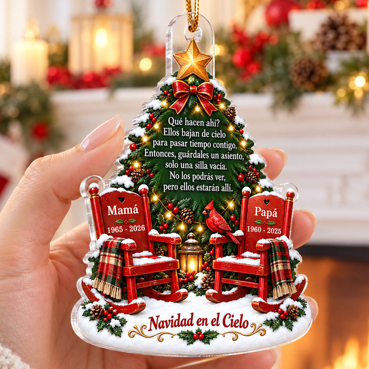 Christmas Spanish Memorial Navidad en Cielo - Adorno acrílico personalizado - Adorno conmemorativo, regalo de condolencias, regalo de recuerdo