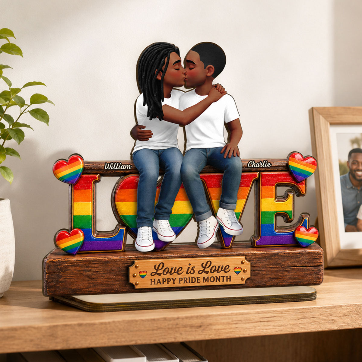 LGBT+ Couple Forever Love - Personalized 2-Layered Wooden Plaque - Gift For Couple, Happy Pride Month