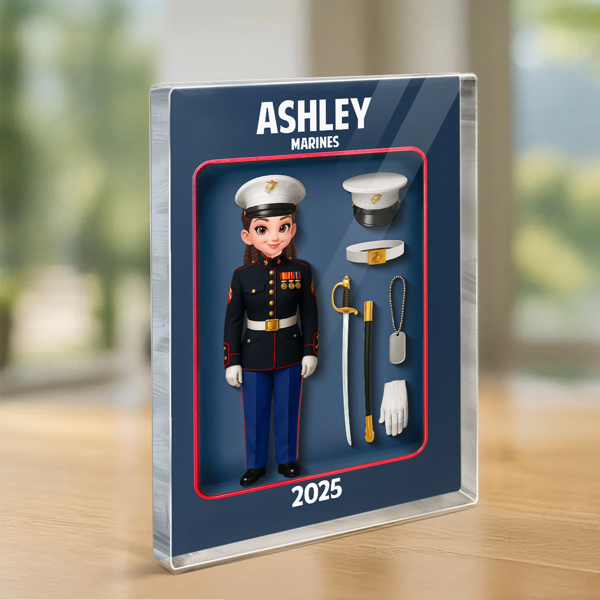 Marines Action Figure 3D Effect - Personalized Acrylic Block - Special Gift For The Marines