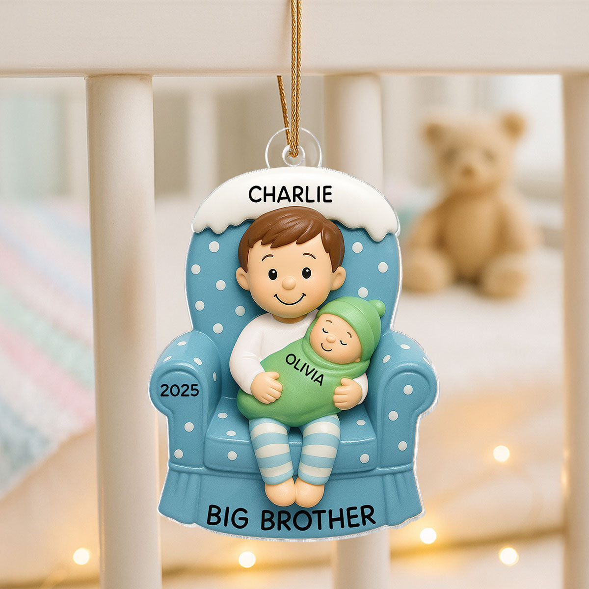 Proud New Big Sister Big Brother - Personalized Acrylic Ornament - New Big Brother, New Big Sister, New Sibling Christmas Gift