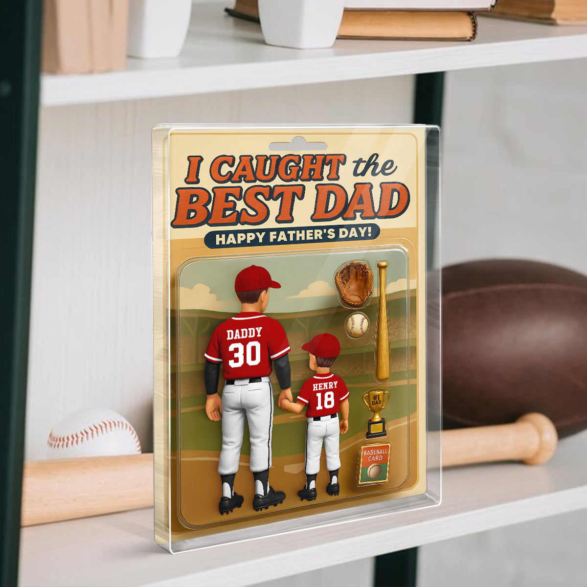 We Caught the Best Dad Baseball Custom Figure Personalized Acrylic Block Plaque, Custom Jersey, Father's Day Gift for Dad, Gift for Husband
