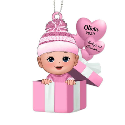 Baby First Christmas Gift Box Personalized Acrylic Ornament