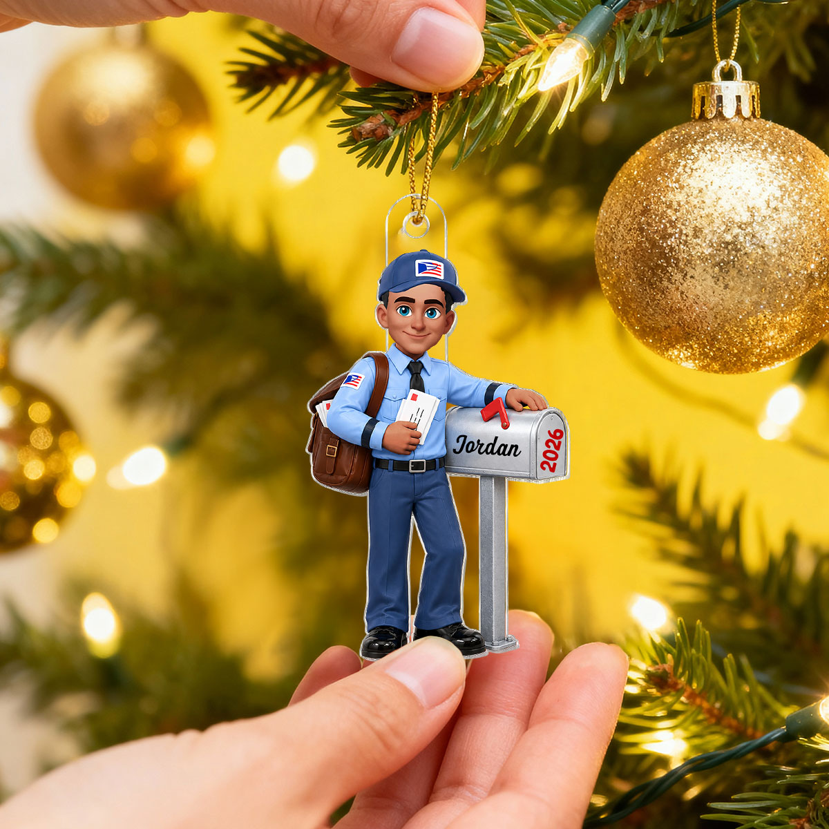 Mail Carrier Custom Name & Year - Personalized Acrylic Ornament - Mailman Gift, Christmas Gift for Mail Carrier, Postman & Retired Postal Worker.