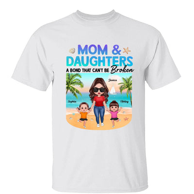 Mom Daugher A Bond That Can‘t Be Broken Mother Holding Daughter Hand Gradient Glitter Personalized Shirt
