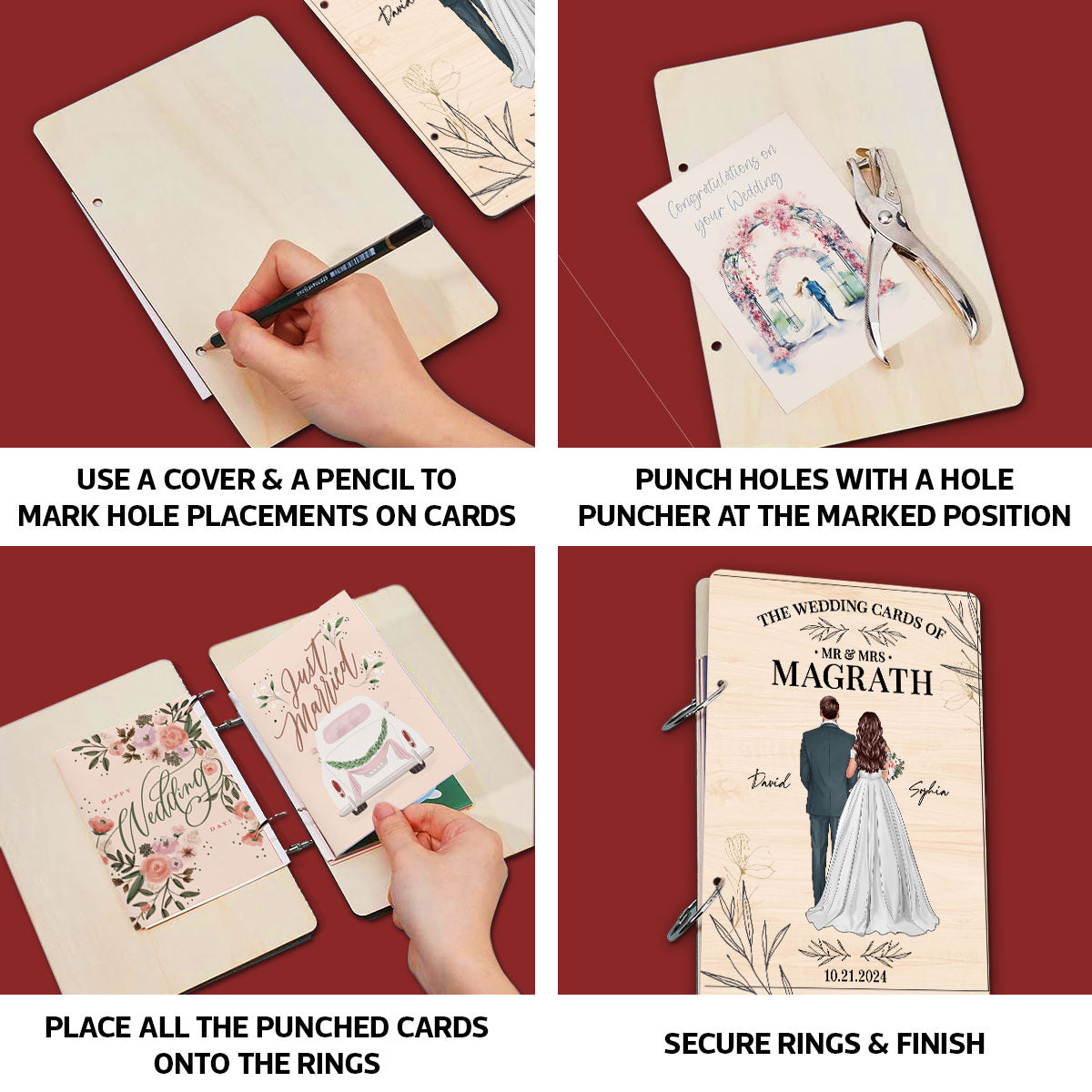 Floral Wedding Couple Personalized Card Keeper, Wedding Shower Card Holder